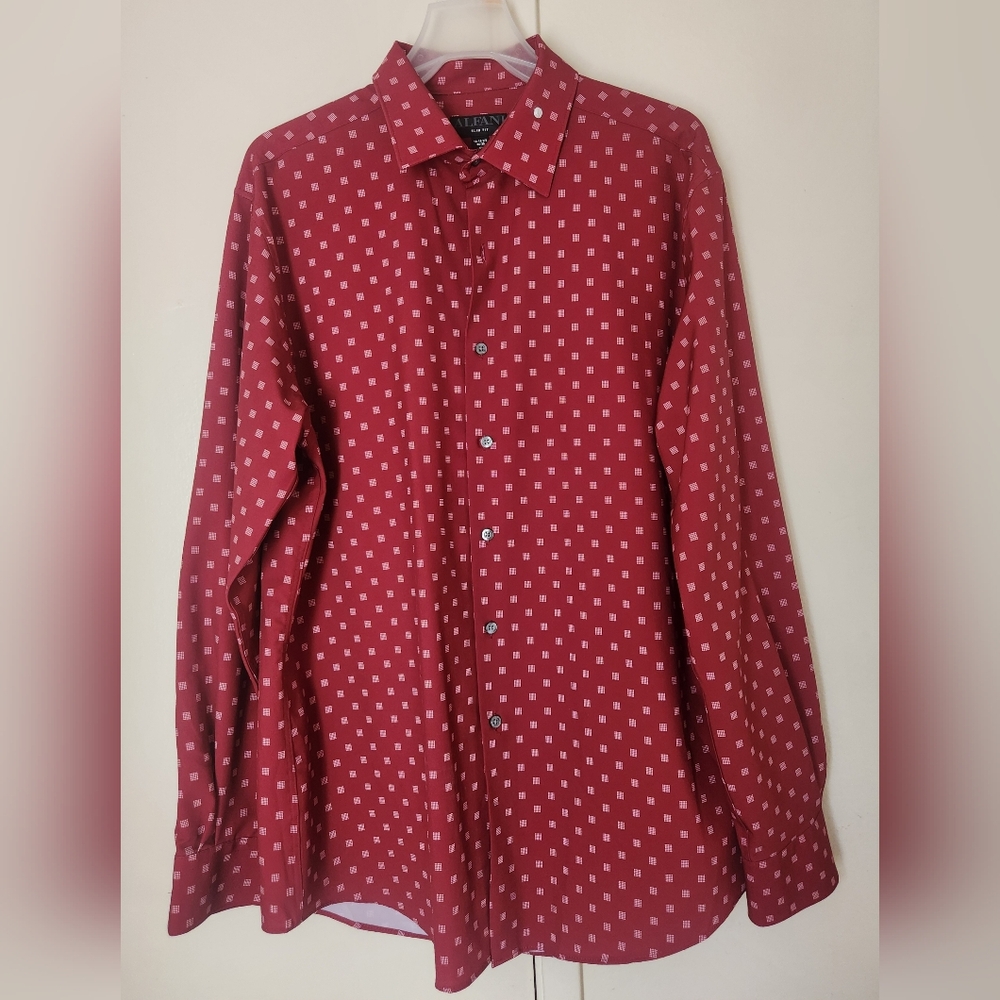 Alfani Red Checkered Button Down Shirt